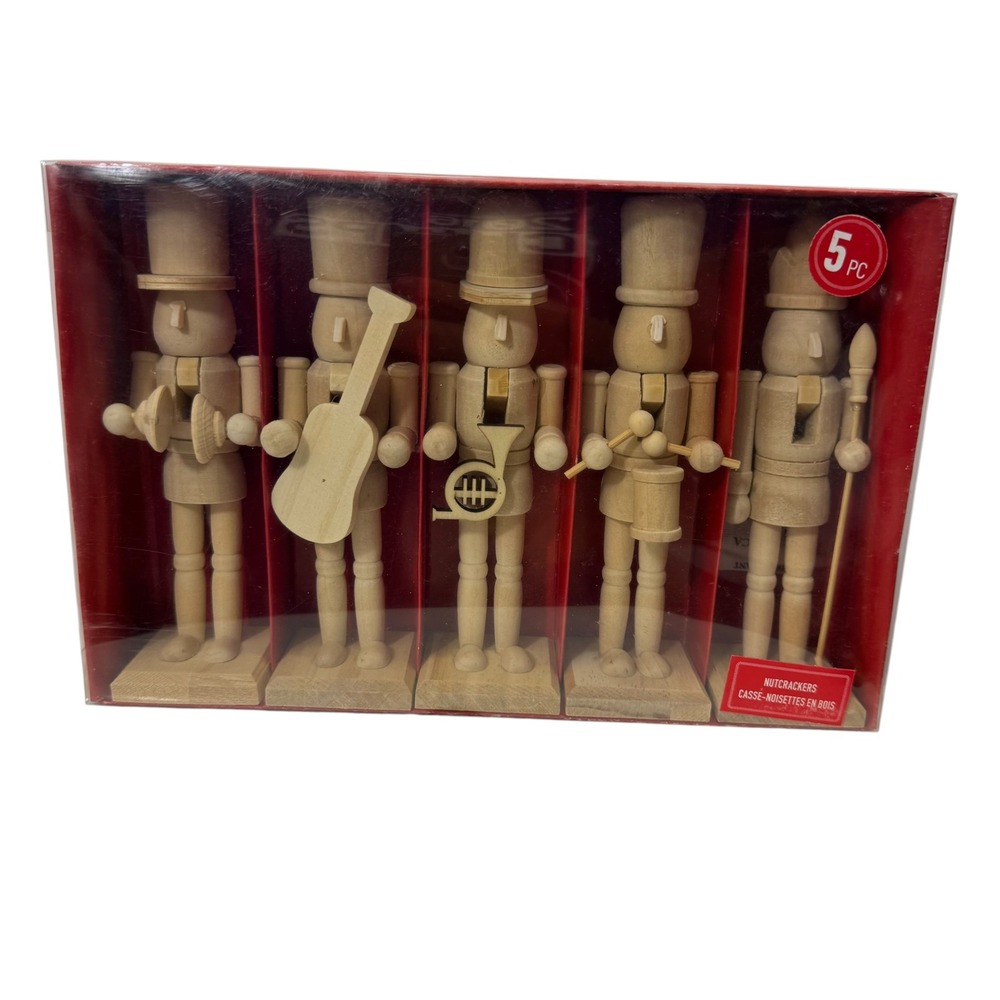 Make Market Wood Nutcracker Band 5 Piece Set DIY Christmas Decor Musical Figures